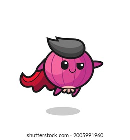 cute onion superhero character is flying , cute style design for t shirt, sticker, logo element