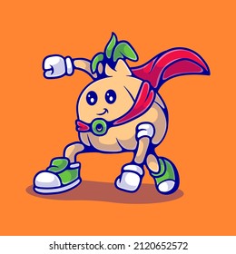 cute onion superhero illustration suitable for mascot sticker and t-shirt design