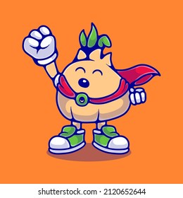 cute onion superhero illustration suitable for mascot sticker and t-shirt design
