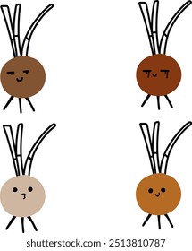 Cute Onion Vector | Various Expressions | Minimalist Design | 4 Vectors