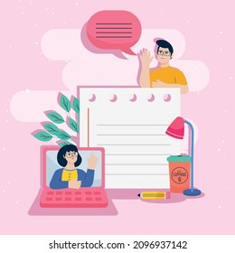 cute online homework poster with items