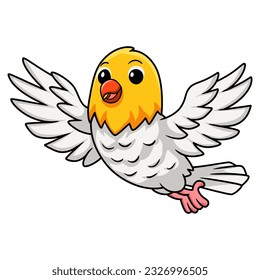Cute opaline pale fallow lovebird cartoon flying