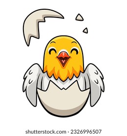 Cute opaline pale fallow lovebird cartoon inside from egg