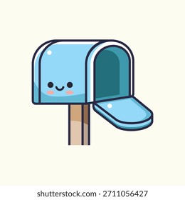 Nette offene Mailbox mit Happy Face Cartoon Illustration