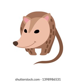 Cute Opossum, Adorable Wild Animal Front View Vector Illustration