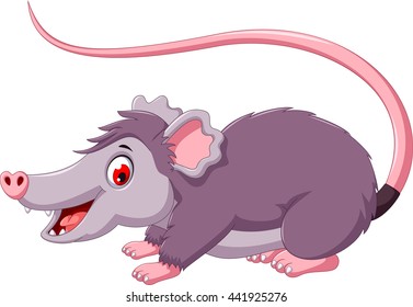 cute opossum cartoon posing