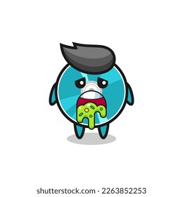 the cute optical disc character with puke , cute style design for t shirt, sticker, logo element