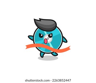 cute optical disc illustration is reaching the finish , cute style design for t shirt, sticker, logo element