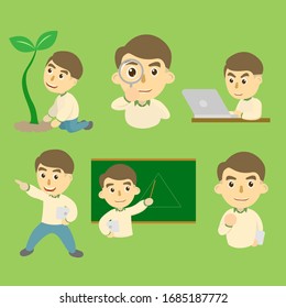 A cute optimistic teacher teaching online