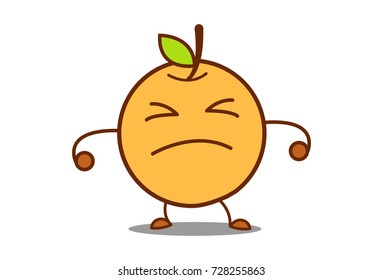 Cute Orange Annoyed. Vector Illustration. Isolated on white background.
