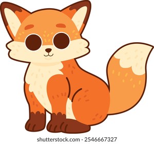 cute orange baby fox sitting