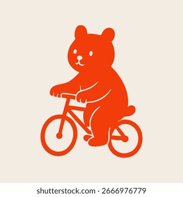 Cute orange bear riding a bicycle