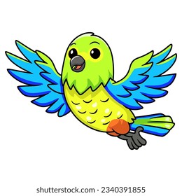 Cute orange bellied parrot cartoon flying