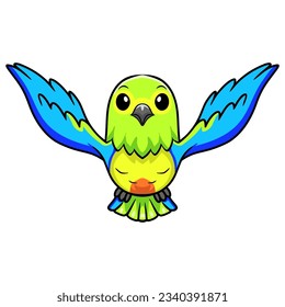 Cute orange bellied parrot cartoon flying