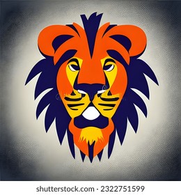 cute orange big lion logo, symbol of joy, playfulness and fun