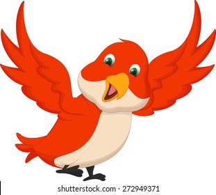 Cute Orange Bird Cartoon Stock Vector (Royalty Free) 272949371