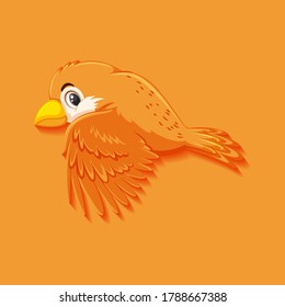Cute orange bird cartoon character illustration