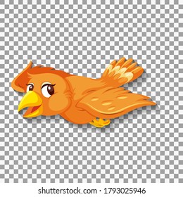 Cute orange bird cartoon character illustration