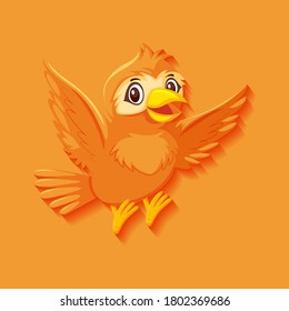 Cute orange bird cartoon character illustration