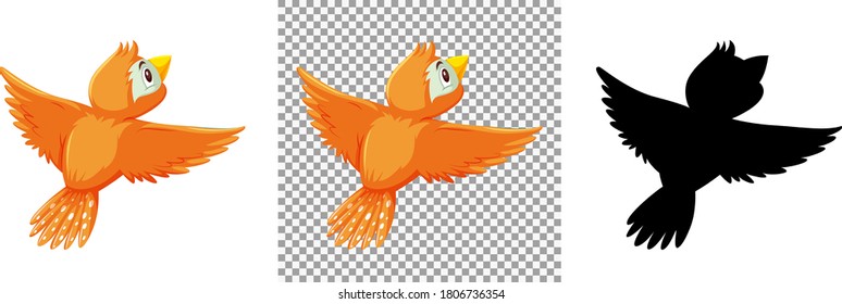 Cute orange bird cartoon character illustration