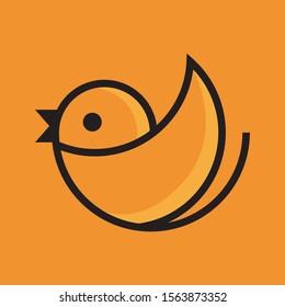 Cute Orange Bird logo Vector Illustration
