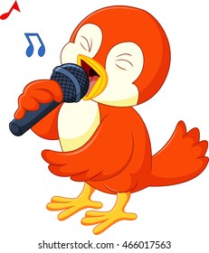 Cute orange bird singing