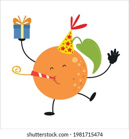 Cute orange Geburtstagszeichen, Vektorgrafik-Design