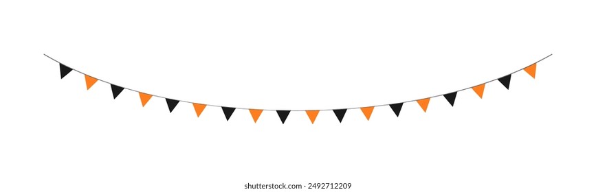 Nette Orange und Schwarz Halloween Bunting Garland Illustration. Einfache Banner hängende Partei stilvolle Dekor Vektorgrafik Element.