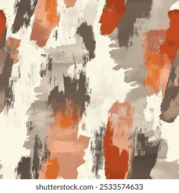 Cute orange, brown brush watercolor seamless pattern with color brush strokes. watercolor background. Watercolor print in rustic vintage style, textile or wallpapers.