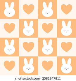 cute orange bunny easter background decoration seamless pattern 