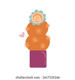 cute orange cactus with flower