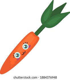 zanahoria naranja con cara, ilustración, vector con fondo blanco