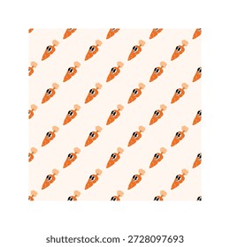 Lindo naranja zanahoria patrón sin fisuras Vector plano de fondo vegetal
