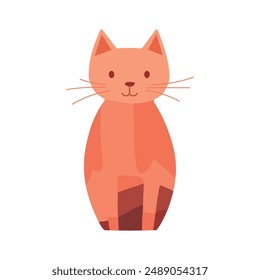 Cute orange cartoon cat illustration with whiskers and a smile, isolated on a white background.