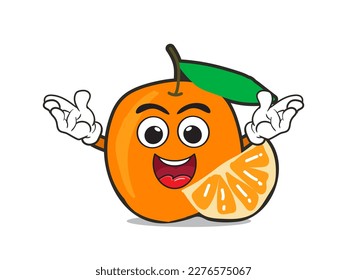 cute orange cartoon character, mascot vector illustration