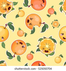 Cute orange cartoon characters seamless pattern