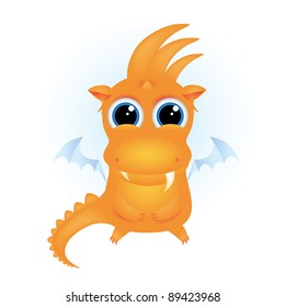 Cute orange cartoon dragon