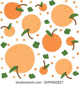 Diseño plano de dibujos animados naranja lindo Patrón sin fisuras Ilustración de fondo digital
