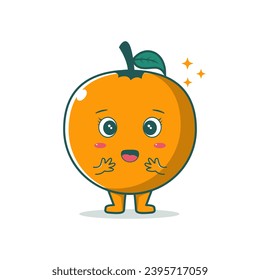 Cute orange cartoon fruit character vector illustration
