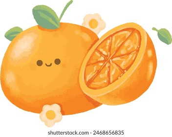 cute orange cartoon illustration vector