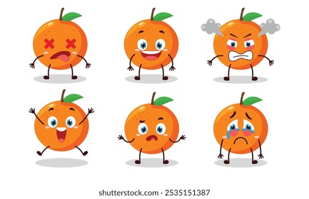 desenho animado laranja bonito com muitas expressões ilustração design