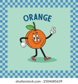 Cute Orange Cartoon Vector Icon flat Illustration Food Nature