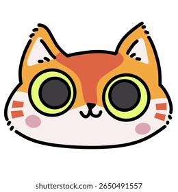 Cute orange cat with big eyes simple cartoon illustration art 