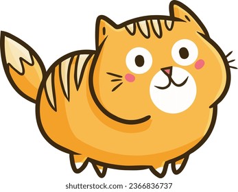 Cute orange cat with big smile cartoon illustration