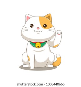 Cute orange cat calling for money vector illustration