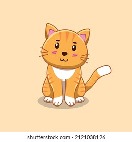 Cute orange cat cartoon character isolated. cartoon vector illustration