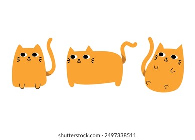 Cute orange cat cartoon character design set for element,pet and illustration