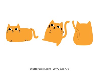 Cute orange cat cartoon character design set for element,pet and illustration