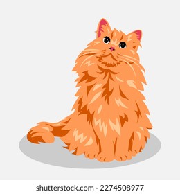 cute orange cat cartoon illustration. full body. pet, animal. for print, sticker, poster, and more.