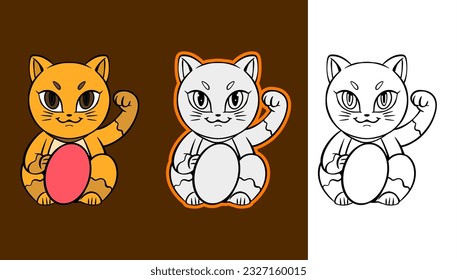 Cute orange cat cartoon illustration